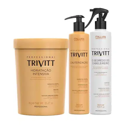 Kit Itallian Hairtech Trivitt Cauterização + Hidratação Brilho e Recuperação dos Fios com 3 Produtos