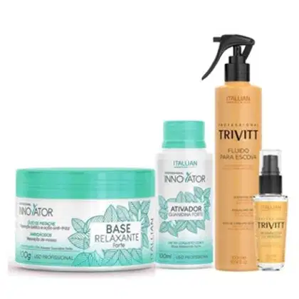 Kit Itallian Hairtech Innovator + Trivitt Liso Duradouro e Brilho com 4 Produtos