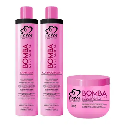 Imagem do produto Kit Home Care Nutrição Itensiva Bomba de Vitaminas Force Cosméticos (3 itens)