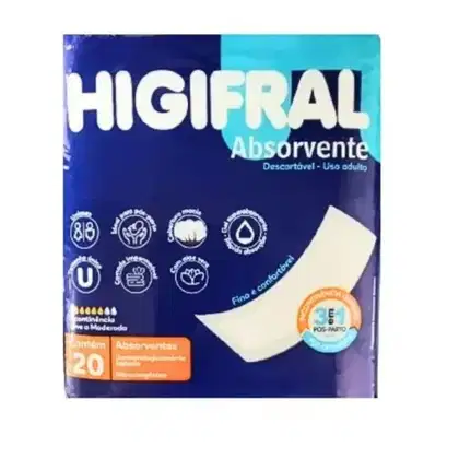 Imagem do produto Absorvente Geriátrico Pós-Parto Higifral C/20 Unidades