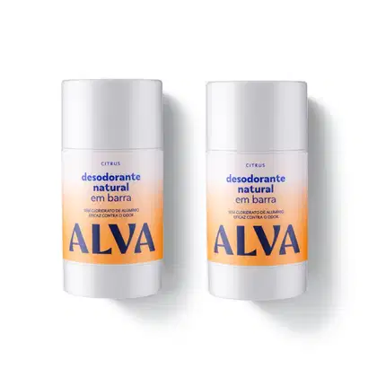 Imagem do produto Kit Cristal Natural Alva: Dupla 2 Desodorantes em Barra 55g 12 Horas de Proteção Citrus