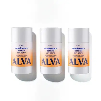 Imagem do produto Kit Cristal Natural Alva: Trio 3 Desodorantes em Barra 55g 12 Horas de Proteção Citrus