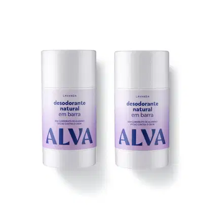 Imagem do produto Kit Cristal Natural Alva: Dupla 2 Desodorantes em Barra 55g 12 Horas de Proteção Lavanda