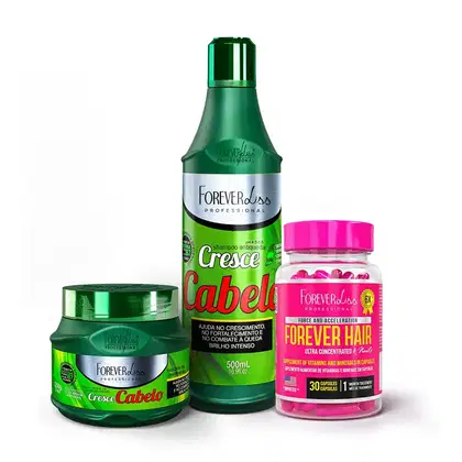 Imagem do produto Kit Cresce Cabelo com MÃ¡scara, Shampoo E Forever Hair