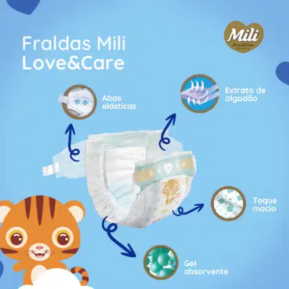 Imagem do produto Kit C3 Fralda Love & Care Jumbo XXG C/20 - Mili