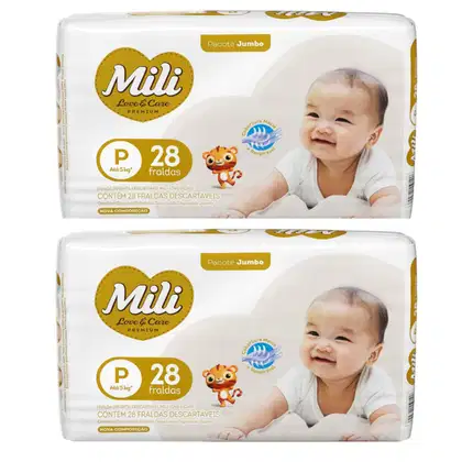Imagem do produto Kit C2 Fralda Love & Care Jumbo P C/28 - Mili