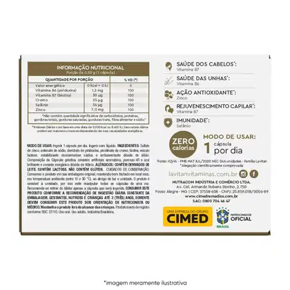 Imagem do produto Kit Cimed Lavitan Cabelos e Unhas Suplemento Alimentar (3 Unidades)