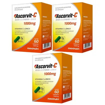 Imagem do produto Kit C3 Ascorvit C Suplemento Vitamínico C60 – Maxinutri