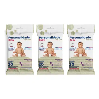 Imagem do produto Kit C3 Lenço Umedecido Pocket C20 - Personalidade Baby