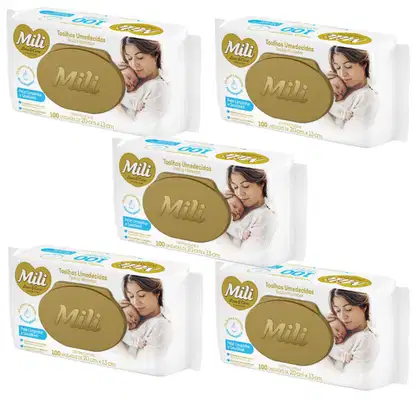 Imagem do produto Kit C5 Toalhas Umedecidas Love e Care Premium C100 – Mili