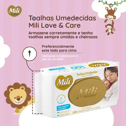Imagem do produto Kit C6 Toalhas Umedecidas Love e Care Premium C100 – Mili