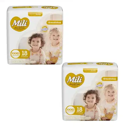 Imagem do produto Kit C2 Fralda Jumbo Grandinhos Love & Care XXXG C/18 - Mili