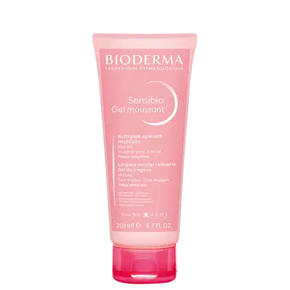 A imagem mostra o Gel de Limpeza Micelar Facial Sensibio Gel Moussant de Bioderma.