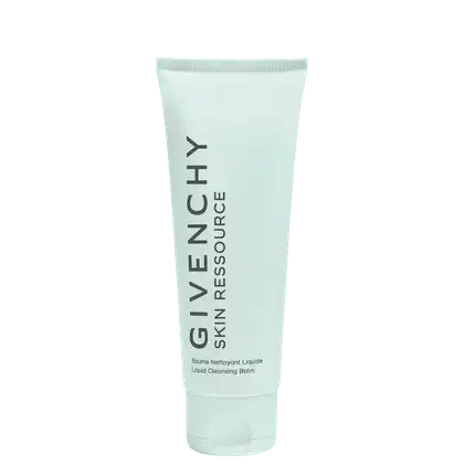 Gel de limpeza líquida da linha Givenchy Skin Ressource, com embalagem branca e texto em preto destacando a marca e o nome do produto.