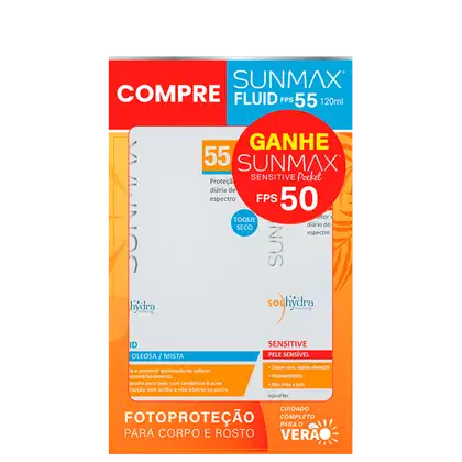 Imagem do produto Kit Sunmax Fluid FPS 55 + Sunmax Sensitive Pocket FPS 50 (2 Produtos)