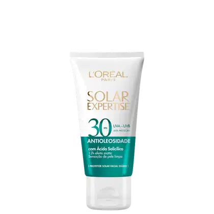 A imagem mostra o Protetor Solar Facial Solar Expertise Antioleosidade de L'Oréal Paris.