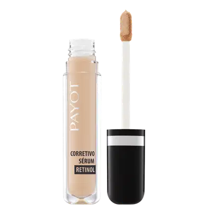 A imagem mostra o Corretivo Líquido Sérum Retinol 20 da marca Payot.
