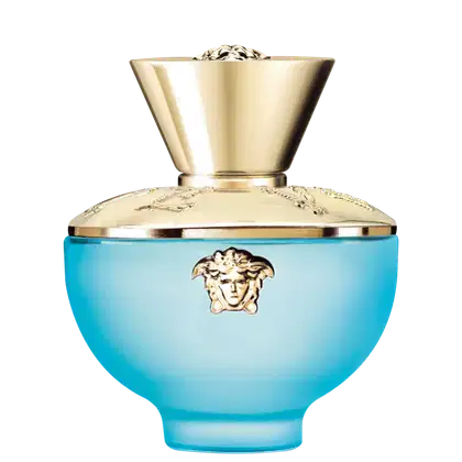 A imagem mostra o Perfume Importado Feminino de Dylan Turquoise de Versace.
