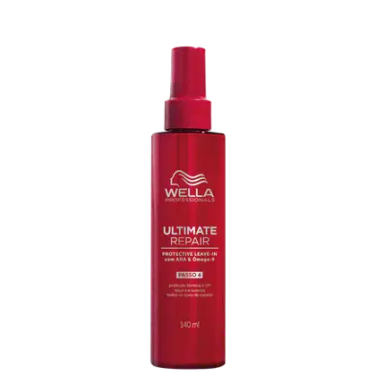 É um produto de tratamento capilar com embalagem em um frasco plástico vermelho brilhante com a tampa da mesma cor. Na frente do frasco, está impresso o logotipo da marca em branco, bem como o nome do produto e informações adicionais e 140 ml.