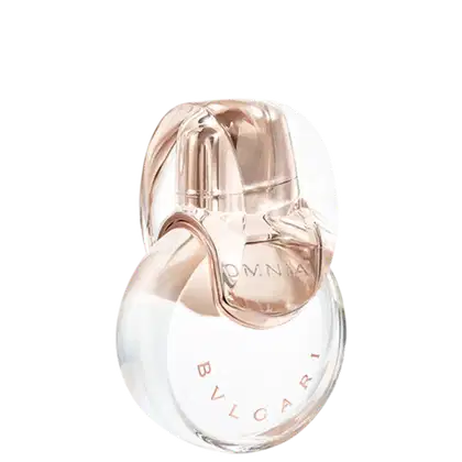 Omnia Crystalline é um perfume Bvlgari feminino floral. Embalagem transparente com detalhes em cor rosada.