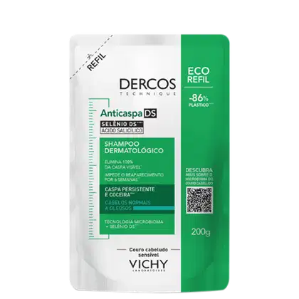 Refil Shampoo Anticaspa Vichy Dercos DS Cabelos Equilibrados a Oleosos 200g