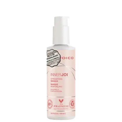 Máscara Capilar Joico InnerJoi Strengthen (150ml) se destaca em sua embalagem laranja claro com detalhes em branco e prata