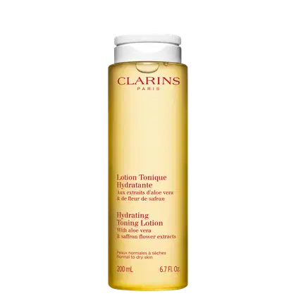 A imagem mostra um frasco de tônico facial amarelo com tampa branca.