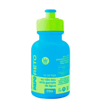 Shampoo com tecnologia fiber duox em embalagem plástica azul e verde de 270ml. A embalagem é cilíndrica azul com tampa e detalhes em verde, similar a uma garrafinha de água.
