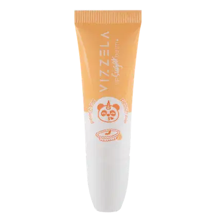 A imagem mostra uma embalagem de balm labial metade branca, inclusive a tampa e metade laranja.
