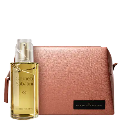 Conjunto Gabriela Sabatini com perfume e nécessaire.