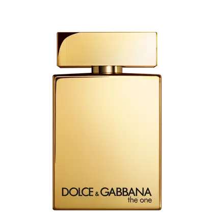 O produto apresentado na imagem é um frasco de perfume da marca Dolce & Gabbana, chamado "the one". O frasco é dourado e possui um design retangular com linhas simples e elegantes. Volumetria de 100ml.