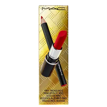 A imagem mostra uma embalagem dourada decorada e na frente dela estampada os dois produtos.