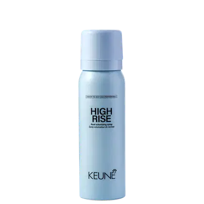 A imagem mostra o rótulo na parte de trás do produto High Rise Keune. Apresenta código de barras, instruções de uso, composição e outras informações técnicas impressas na embalagem.