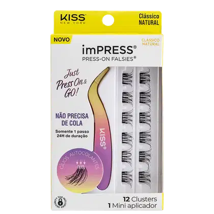 Kit Kiss New York imPRESS Press-on Falsies Mini Natural 01 (2 Produtos).