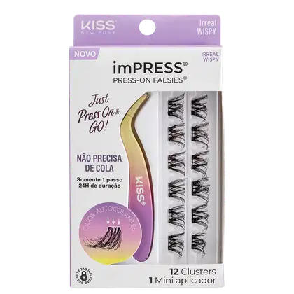 Kit Kiss New York imPRESS Press-on Falsies Mini Wispy 10 (2 Produtos).