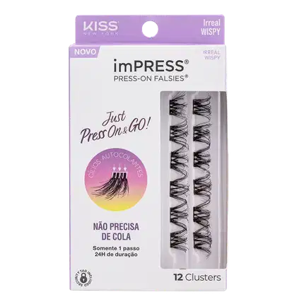 Cílios Postiços Kiss New York imPRESS Press-on Falsies Mini Wispy 10 Refil (12 Unidades).