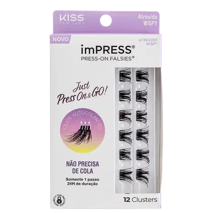 Cílios Postiços Kiss New York imPRESS Press-on Falsies Mini Wispy 12 Refil (12 Unidades).