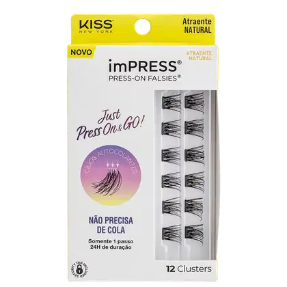 Cílios Postiços Kiss New York imPRESS Press-on Falsies Mini Natural 04 Refil (12 Unidades)