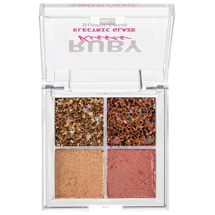 Paleta de Sombra Ruby Kisses Electric Glaze Blush Gold com tons dourados.