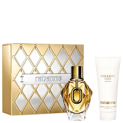 Imagem do produto Conjunto Million Gold for Her Rabanne Feminino - Perfume Eau de Parfum Refilável 90ml + Loção Hidratante Corporal 100ml