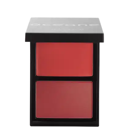 Paleta Océane contendo dois compartimentos de blush em tons de rosa, apresentando uma paleta compacta e elegante de maquiagem.