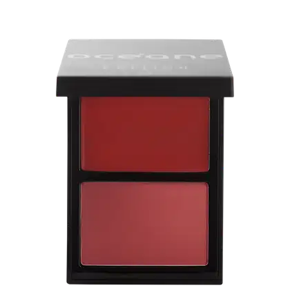 Paleta Océane contendo dois compartimentos de blush em tons de rosa, apresentando uma paleta compacta e elegante de maquiagem.