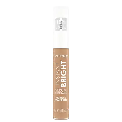 Catrice Instant Bright Serum Concealer, cobertura média e duração de 18 horas, contém 5 ml de produto.