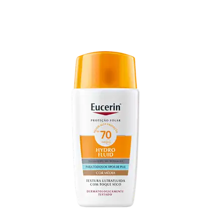 Protetor Solar Facial Eucerin Hydro Fluid FPS70 Cor Média, 50ml.