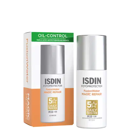Protetor Solar Fusion Water Magic Repair FPS 50, da marca ISDIN.