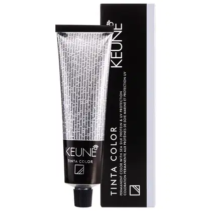 Coloração da marca Keune, em embalagem e rótulo branco e preto, indicando a linha "Tinta Color".