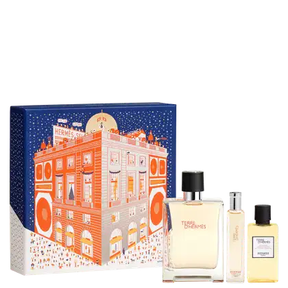 Conjunto Terre d'Hermès Hermès Masculino Eau de Toilette 100ml + Travel Size 15ml + Gel de Banho 40ml.