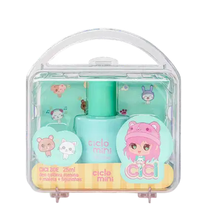 Conjunto Ciclo Cosméticos Cici Maleta Zoe, 3 produtos.