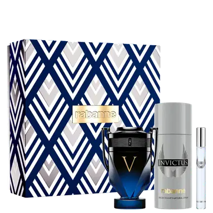 Imagem do produto Conjunto Invictus Victory Elixir Rabanne Masculino - Perfume Parfum Intense 100ml + Desodorante 150ml + Travel Size 10ml