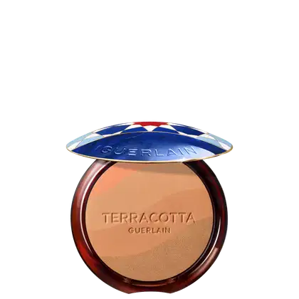 Pó bronzeador. Guerlain Terracotta Light com 96% ingredientes naturais, textura ultrassensorial e efeito luminoso inspirado nas dunas marroquinas.